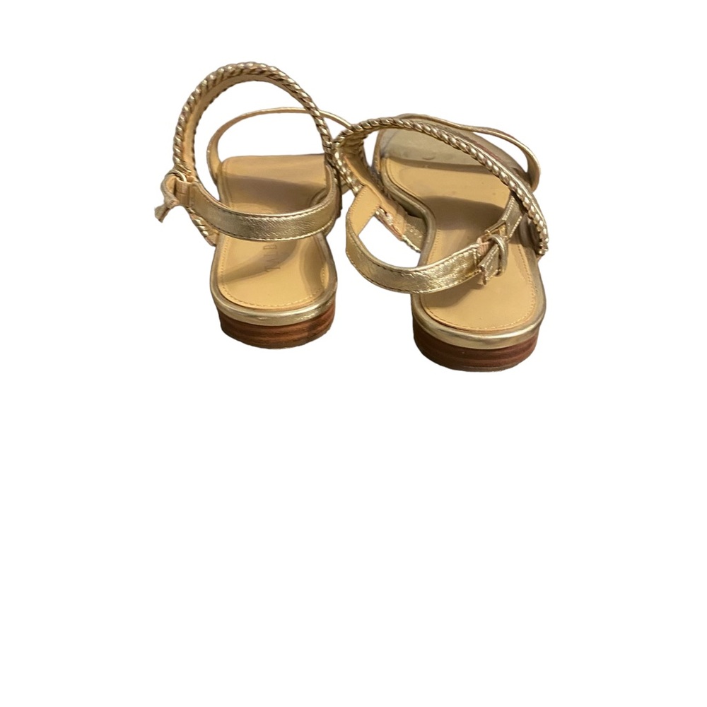 Talbots Keri Whipstitch Gold Metallic Napa Leather Sandal - Picture 5 of 7
